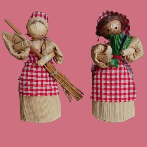 Vintage corn husk straw family lot of 8 - Picture 10 of 12